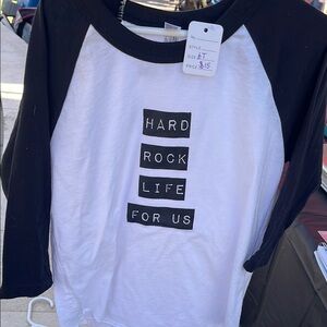 Black and White Long Sleeve Tee with Vertical Text Design